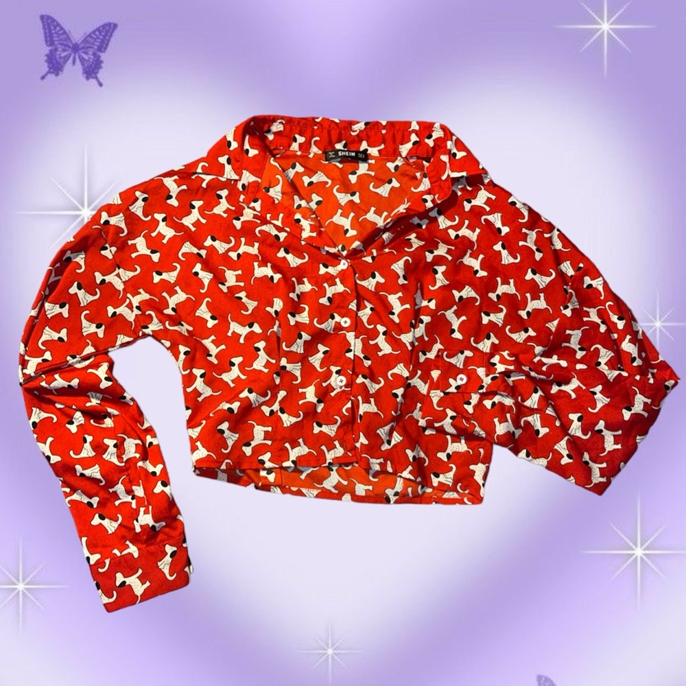 Shein Dog Pattered Crop-Top 🐶🐾